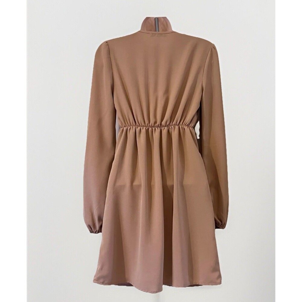 Empire Waist Puff Longsleeve Dress Womens XS Peach Fairy Regency Cottage Girly - Picture 2 of 8